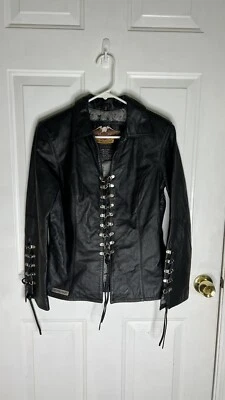 Harley Davidson Laced Leather Jacket Womens Size S RARE Very Soft! - Image 1 of 4