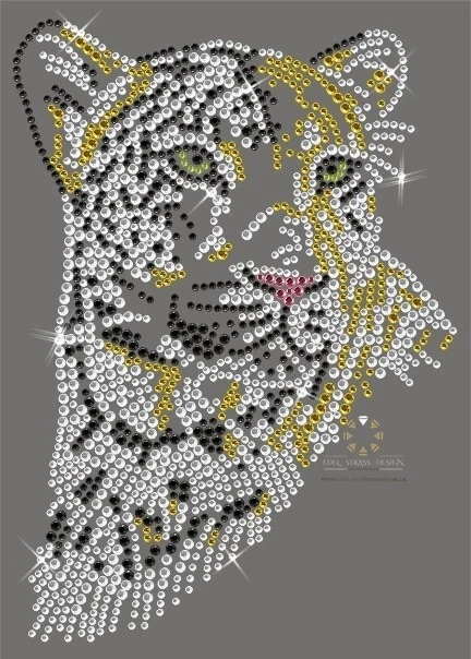 Hotfix Strass Bügelbild persischer Leopard Katze Raubkatze 110811 Karostonebox