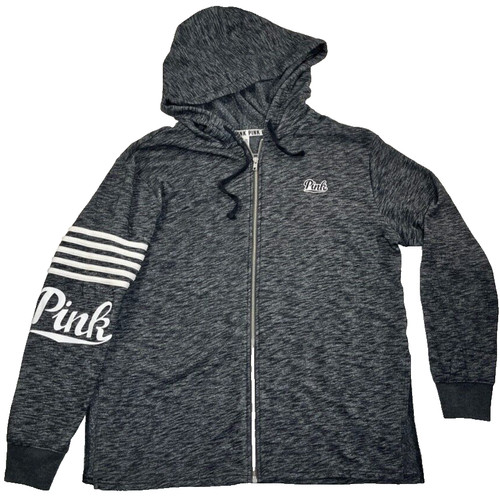 UNDERCOVER Felpa con cappuccio Victorias Secret grigia y2k Spellout LOVE PINK giacca zip intera M