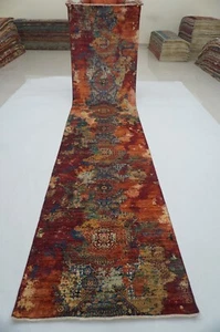 3 x 14 ft Multicolor Turkish Mamluk Hand knotted Modern Runner Rug - Picture 1 of 12