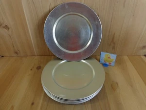 SILVER DECORATIVE CHARGER PLATES Set of 8 Plastic 13" Not For Food Use - Picture 1 of 4