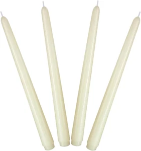 Set of 4 Ivory Taper Candles, Unscented Dripless 10 Inch Tall Candlesticks for C - Picture 1 of 12