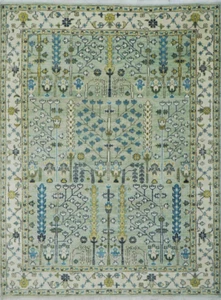 Handgeknüpfter Oushak Hellgrün Vorleger Traditioneller Lebensbaum Wollteppich - Bild 1 von 6