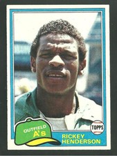 1981 Topps #261 Rickey Henderson Baseball Card Oakland Athletics A's Outfield