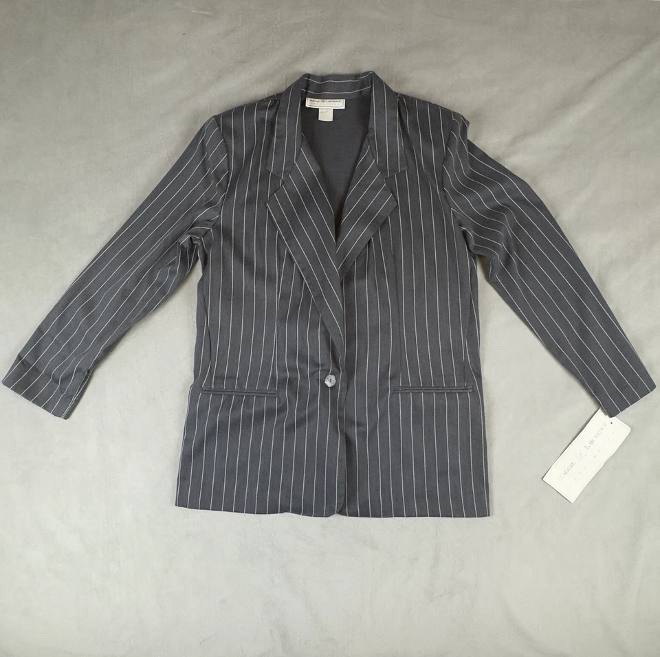 Maggie Lawrence Blazer 夹克女式 M 长袖 1 按钮衬垫肩全新带标签 — 第 1/4 张图片