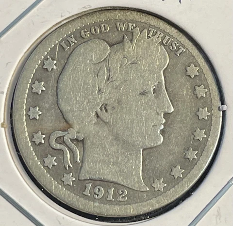 1912-P Barber Quarter - 90% Silver - Free Delivery - P18-7 Cover