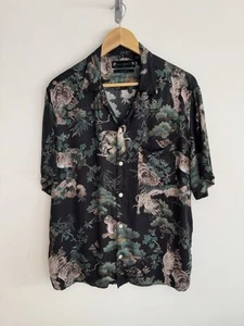 Allsaints “Thicket” Short Sleeve Holiday Shirt Floral Tiger Black M /Relaxed Fit - Picture 1 of 11