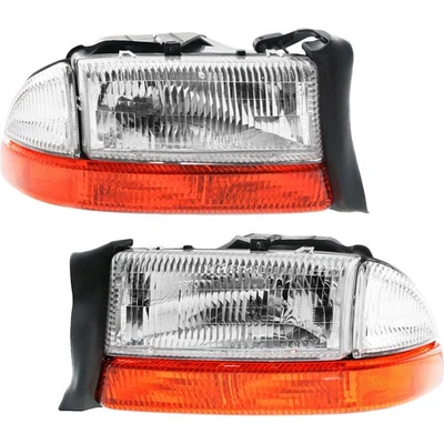 Headlights Headlamps w/ Signal Left & Right Pair Set for Durango Dakota Truck - Imagem 1 de 4
