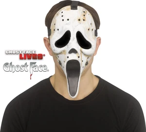 Ghost Face® Hockey Mask Distressed Scream Fun World Halloween Fancy Dress Mask - Picture 1 of 1