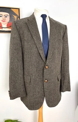 BARBOUR Herringbone Tweed Wool Sports Jacket £299 Size 44R/54R XL Woolmark - Image 1 of 4