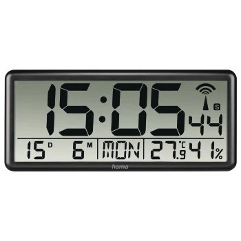 4047443445452 jumbo digital radio wall clock black Hama - Bild 1 von 3