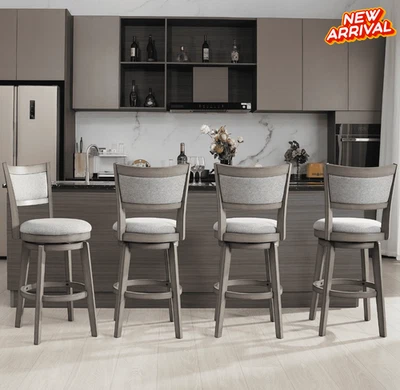Taburetes De Bar Bancos Para Barra De Cocina Sillas Set of 4 Gray Barstools NEW - Image 1 of 4