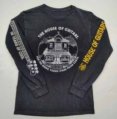 Camiseta Vintage The House Of Guitars Rochester NY Youth Tamanho Grande Manga Longa - Imagem 1 de 4