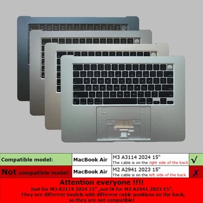 NEW For Apple MacBook Air 15" M3 A3114 2024 US Top Case Keyboard Palm Rest
