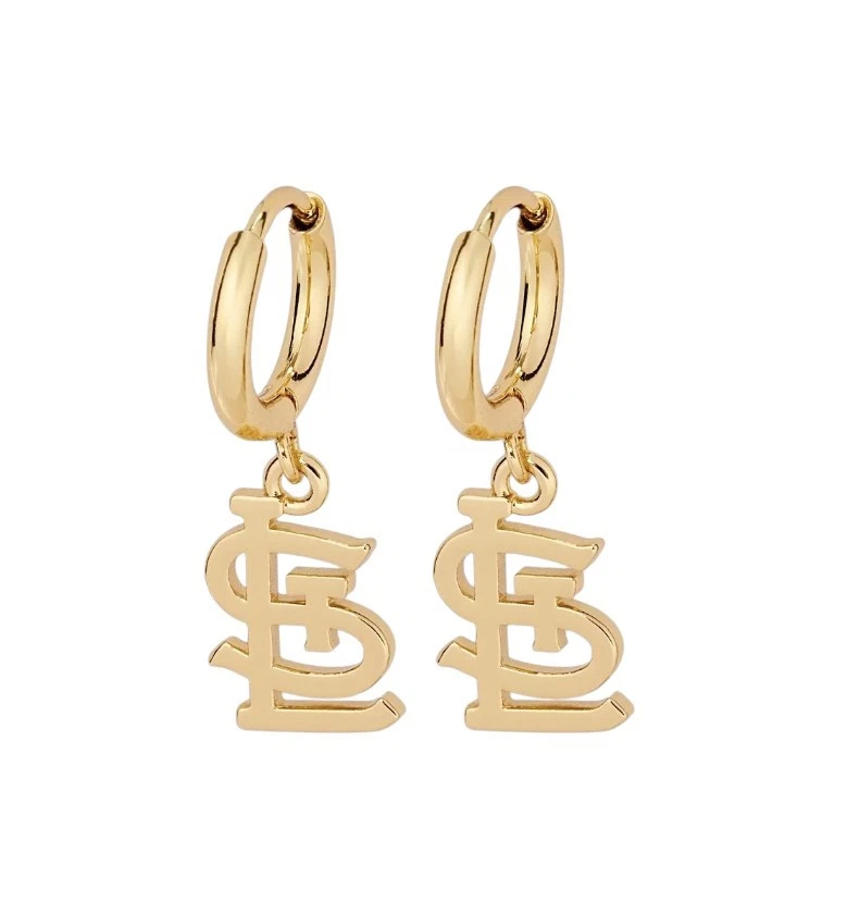 Pendientes Huggie Bijoux Sport MLB Chapados en Oro Latón Logo Cardenales de San Luis Foto 1 de 1