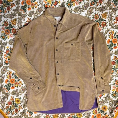 Camisa de Pana Ermenegildo Zegna De Colección Tostada Púrpura Forrada con Botones Hecha en Italia Foto 1 de 4