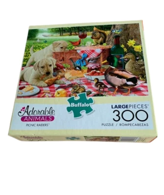 Picnic Raiders 300 Large Piece Jigsaw Puzzle Red Adorable Animals Buffalo Games - Image 1 of 3