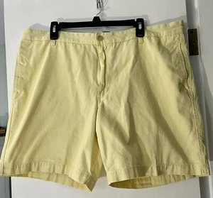 Chaps Shorts Mens 42 Washed Yellow Khaki Flat Front Cotton Chino - Picture 1 of 3
