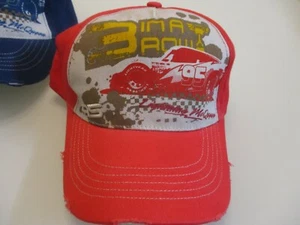 NEW Disney Cars Lightning McQeen 95 Worn look Boys Baseball Cap 3 IN A ROW Hat - Picture 1 of 8