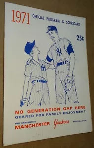 1971 Manchester NH Yankees Program (unscored, no opponent) Mickey Mantle, etc. - Picture 1 of 7