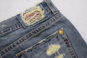 MEK Denim Jeans Button Fly Austin Straight Leg Distressed Mens Size 36 x 31
