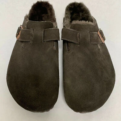 Birkenstock New with Box Boston Shearling Mocha Suede Leather Regular SelectSize - Image 1 of 4