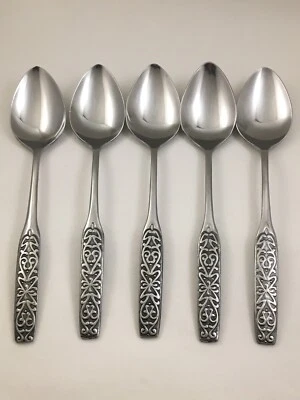 5 cucharas de sopa ovaladas National Silver VALINDA acero inoxidable NS Scrolls cubiertos de 7 3/4" Foto 1 de 4