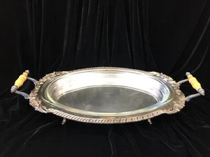 Large silverplate platter bakelite handles, pylex glass insert 24 x 12 x 2 - Picture 1 of 9