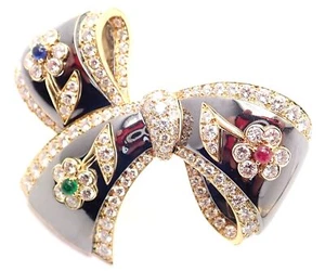 Seltene Van Cleef & Arpels 18k Gold Diamant Rubin Smaragd Saphir Blume Pin Brosche - Bild 1 von 11