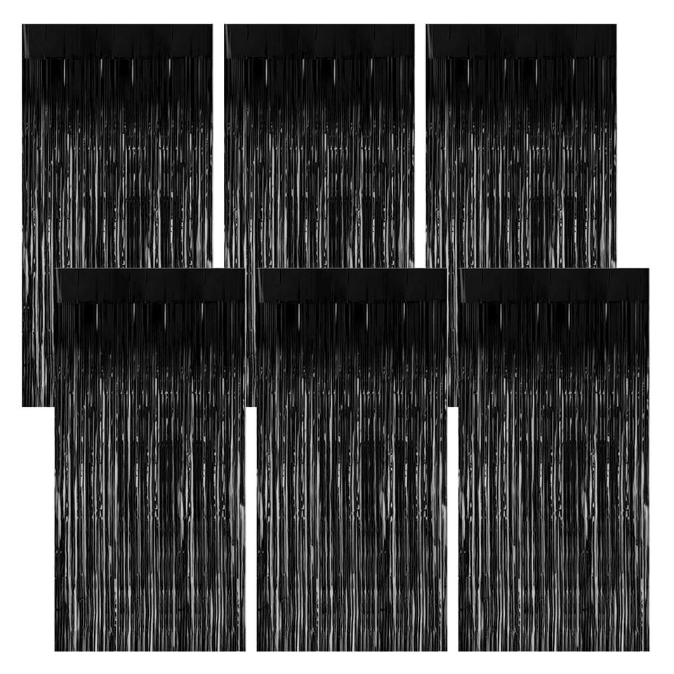 6 Pièces Rideau Anniversaire 1m X 2m Noir Rideau Métallique de Frange Rideau ... - Photo 1/4