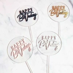 Round Clear Acrylic Happy Birthday Cake/Cupcake Toppers DIY Party Decorations - Picture 1 of 9