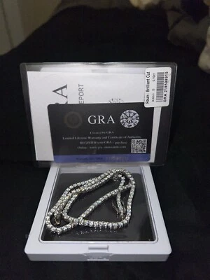 Lab Grown Moissanite Diamond Tennis Necklace 18”3"mm 14KWhite Gold,5-20 Carat TW - Image 1 of 4