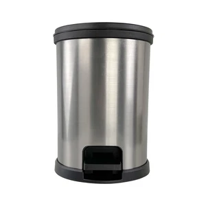 1.5 Gallon Trash Can, Plastic Round Step Bathroom Trash Can, Silver - Picture 1 of 18
