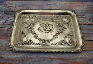 Englische Sterling Kommode Tablett mit Engeln - Bild 1 von 6