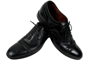 Allen Edmonds "Strand" Dress Shoes Mens 11D Oxford Toe Cap Black Brogue - Picture 1 of 10