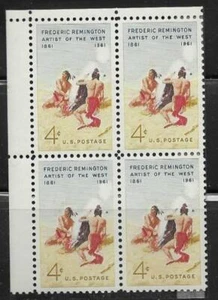 1961 US Scott # 1187  FEDERIC REMINGTON ARTIST OF THE WEST  Block of 4 MNH - Picture 1 of 1