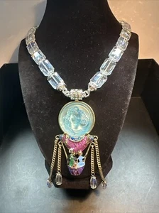 VINTAGE ERSTAUNLICHE KRISTALL PERLENKETTE Zauberer von Oz Heißballon HÄNGER ANHÄNGER - Bild 1 von 10