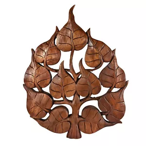 Enlighten Pho Bodhi Tree Leaf Hand Carved Wall Art - Picture 1 of 6
