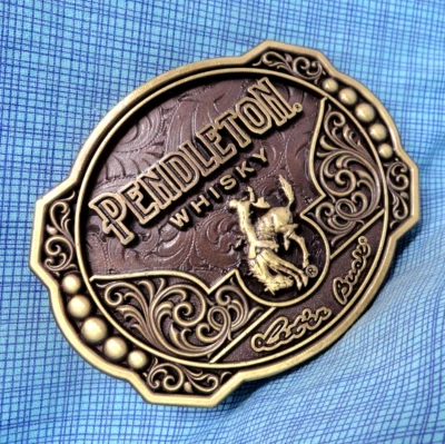 Pendleton Whisky Promo Belt Buckle Let'er Buck 2024 Montana Silversmiths .GMP088 - Image 1 of 4