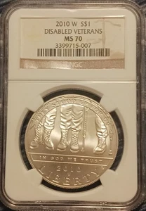 2010-W Disabled Veterans Commemorative Silver Dollar $1 NGC MS70 - Picture 1 of 4