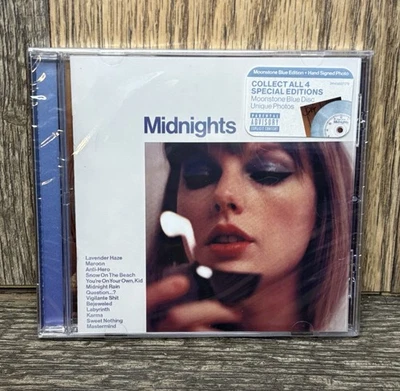 Taylor Swift SIGNED Midnights Moonstone Blue Eras CD Autographed Photo SEALED!! - Image 1 of 3