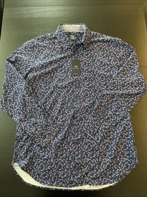 Camisa de vestir floral Work Rest Karma para hombre talla 17 - azul marino $98 Foto 1 de 4