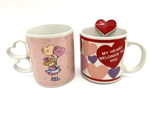 2 tazas de cerámica vintage BE MINE Hearts San Valentín de Christina Lungren & Russ - Imagen 1 de 11