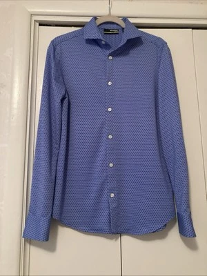 Murano Slim Fit Performance Men’s  Button Down Shirt Small Blue Geometric - Image 1 of 4