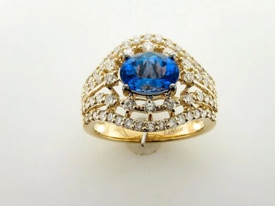 Коктейльное кольцо Le Vian из желтого золота 14 карат с танзанитом и бриллиантами 2,93 карата размер 7 - Изображение 1 из 4