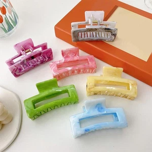 8.5Cm Rectangle Hollow Acrylic Hairpin Geometric Hair Clamp Grab Clip & - Imagen 1 de 11