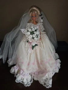 OOAK unique Mattel Barbie Bride In Handmade Wedding Dress - Picture 1 of 11