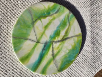 Handcrafted Green Marble Pattern Round Epoxy Lazy Susan - Image 1 of 2