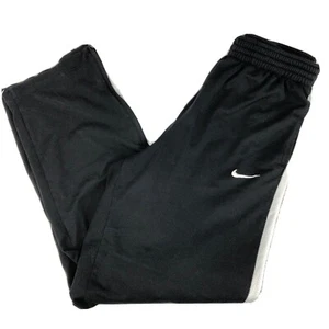 Nike Joggers Men’s Medium Black & White Swoosh Drawstring Ankle Zip Fleece Lined - Picture 1 of 14