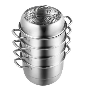 Heavy-duty Dumpling Steamer Stainless Steel 5 Titer for for Cook Soup Dia 11.8" - Picture 1 of 11